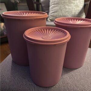 Set of Three Pink Storage Containers
